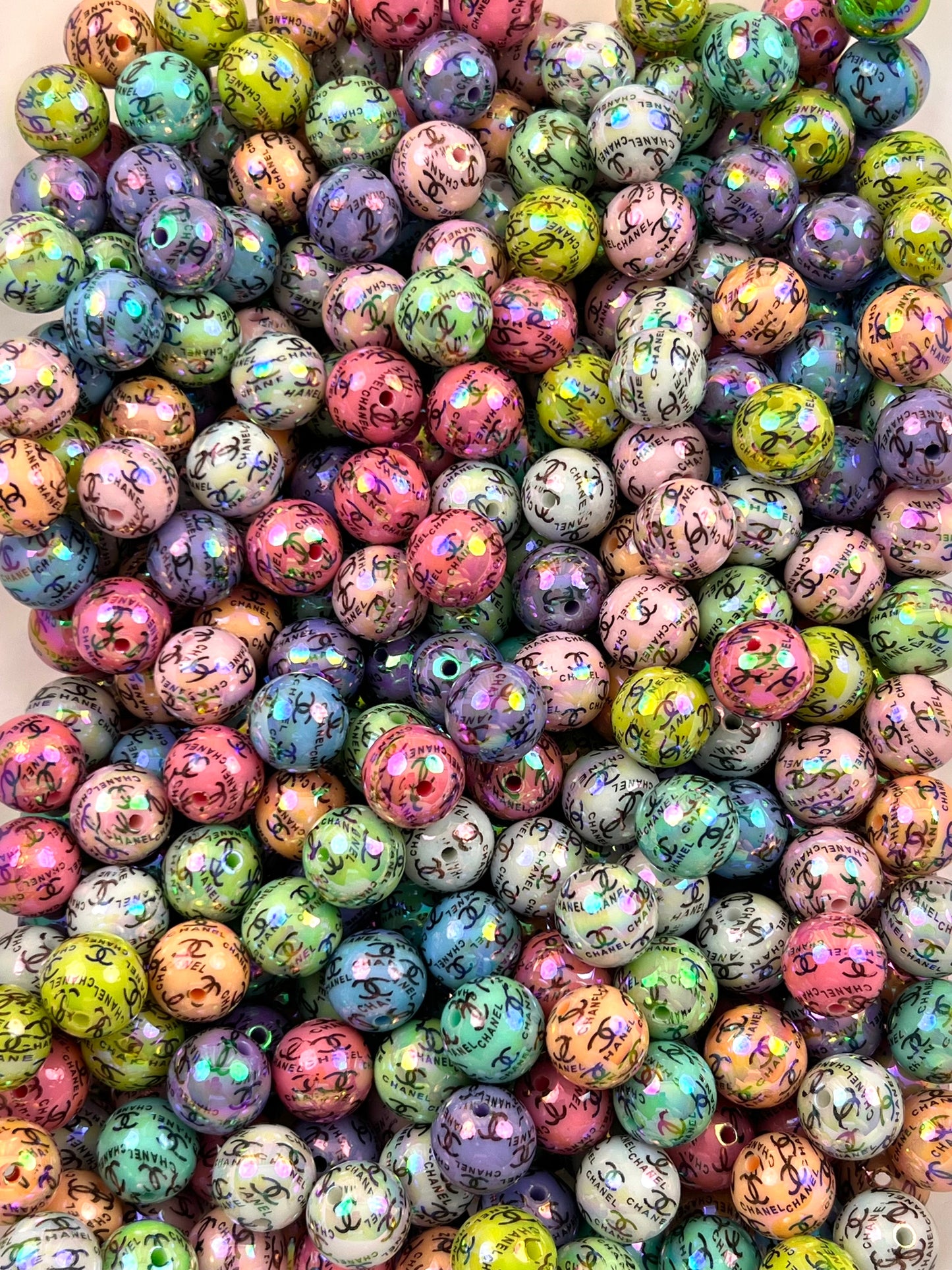 16mm acrylic designer beads(cc/vv/dd/gg/tiff)