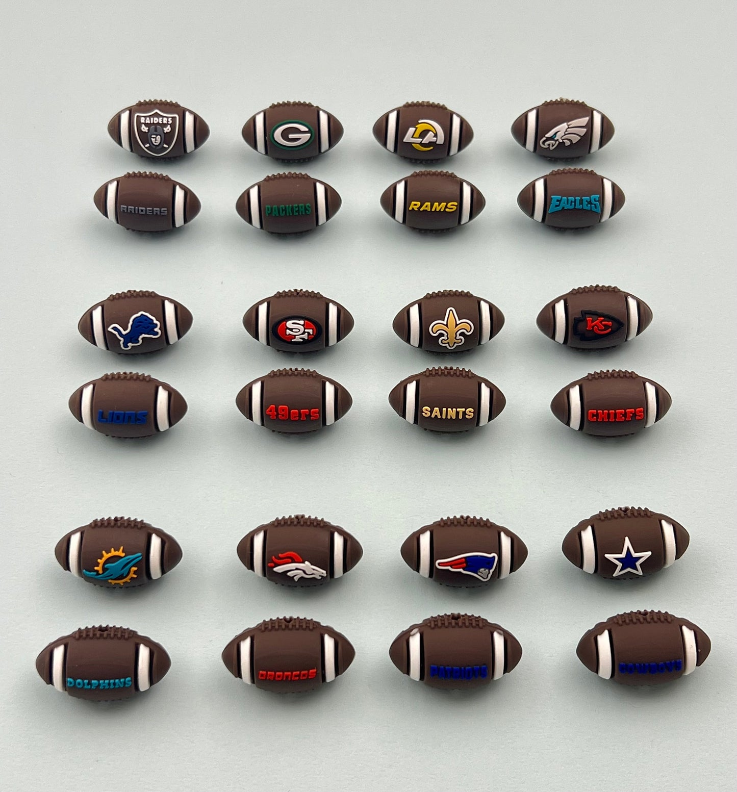 American football Silicone focal bead