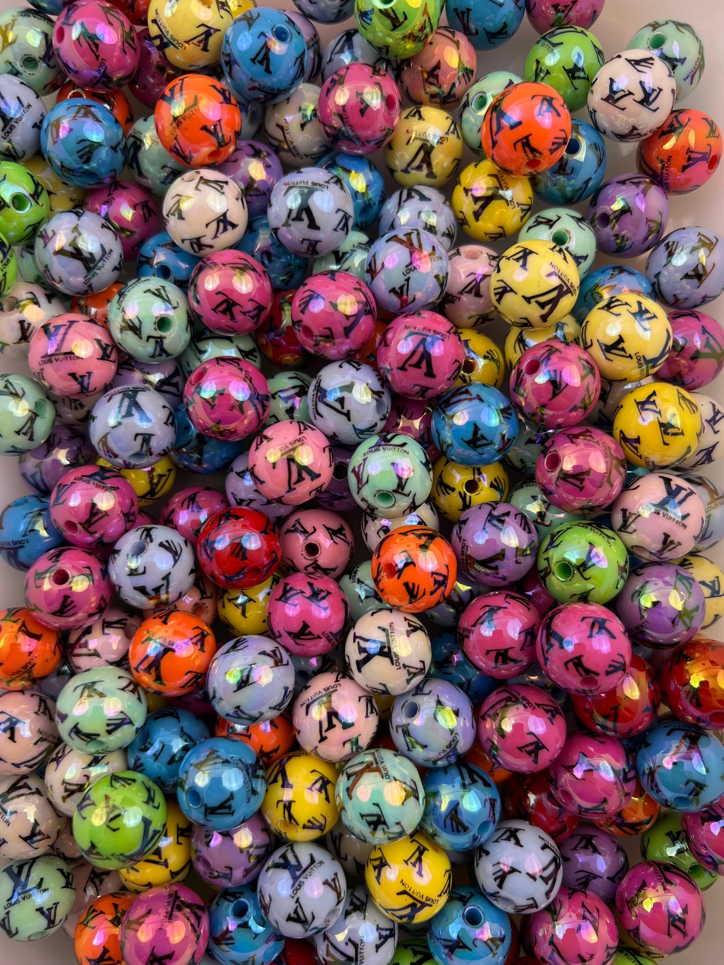 16mm acrylic designer beads(cc/vv/dd/gg/tiff)