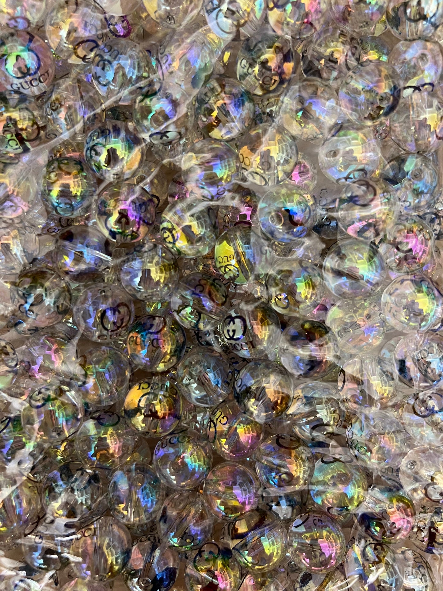 16mm acrylic designer beads(cc/vv/dd/gg/tiff)