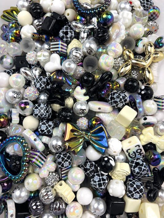 Black and white  bead mix