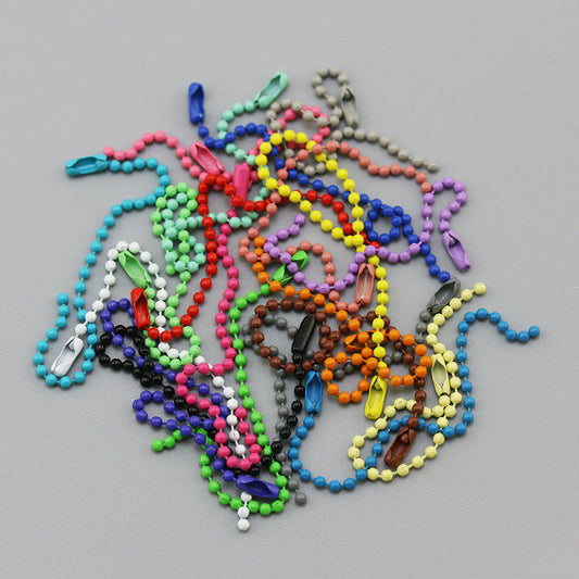 Colored Ball Bead Keychain Metal Hanging Chain with Connector for Jewelry Finding for Jewelry Making
