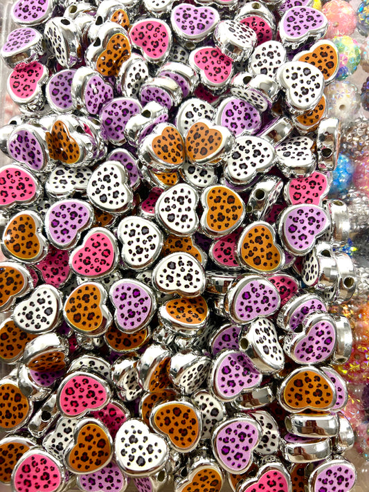 Leopard heart beads