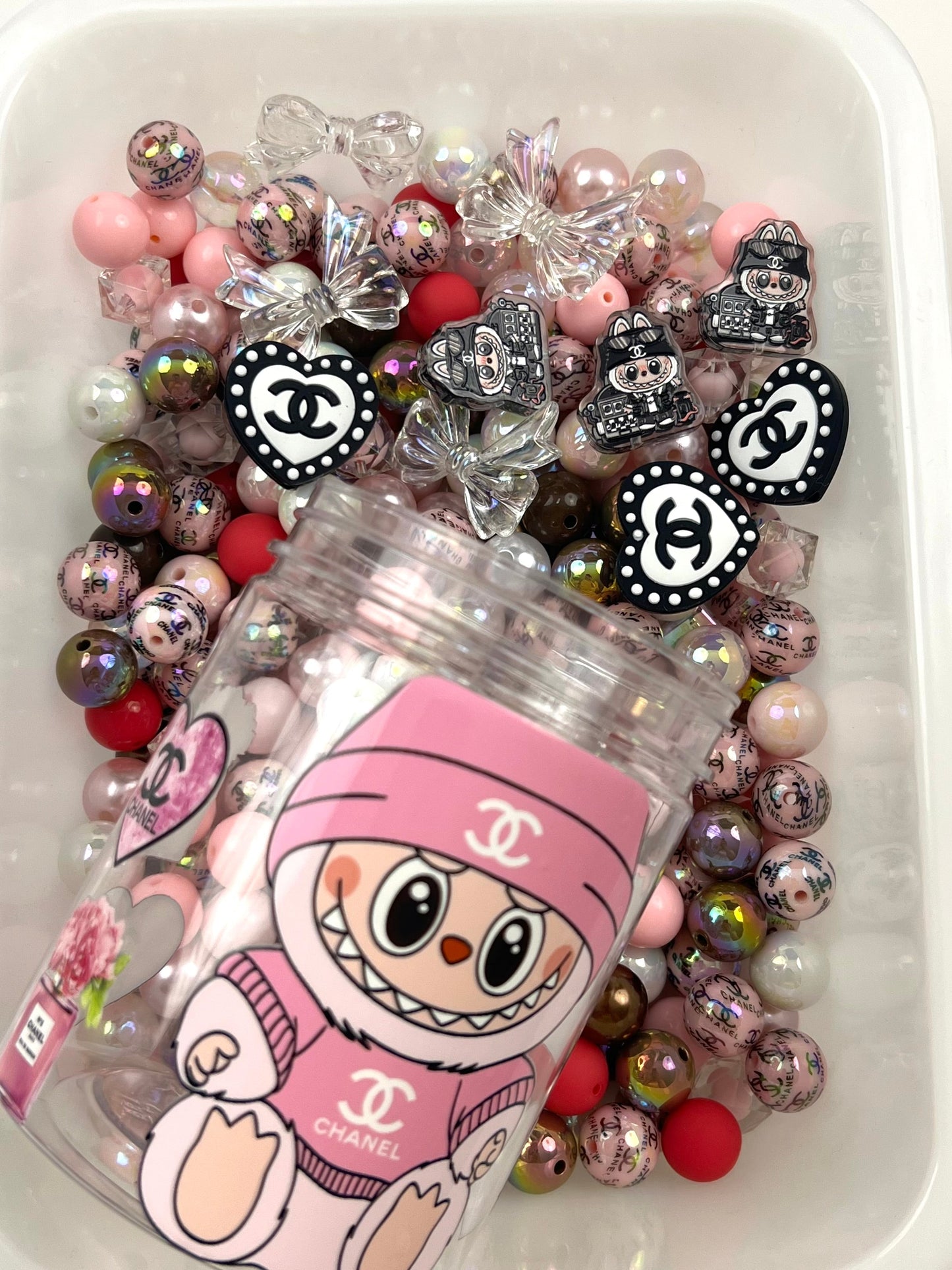 300ml acrylic bottle with designer beads