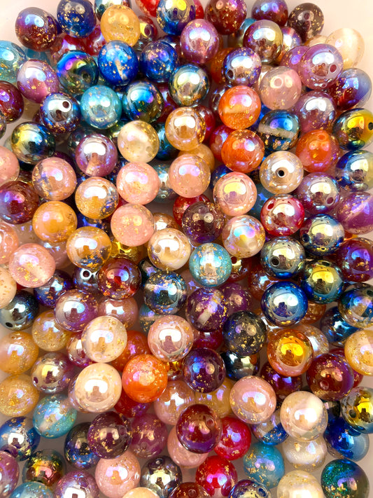 16mm resin gold Beads