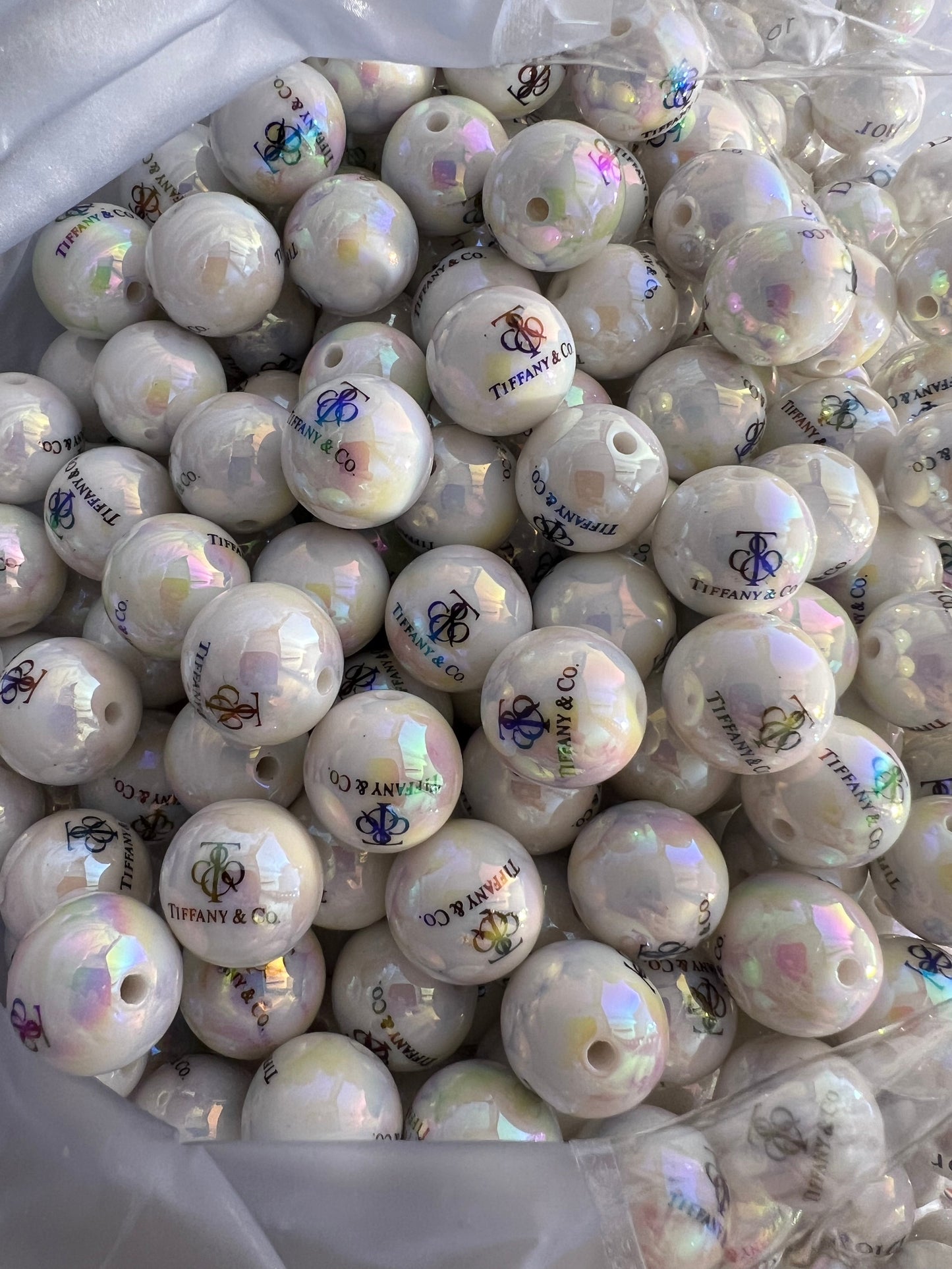 16mm acrylic designer beads(cc/vv/dd/gg/tiff)