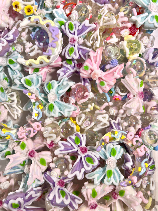 Hand painted beads mixed