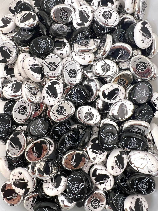 Silver rose Beads