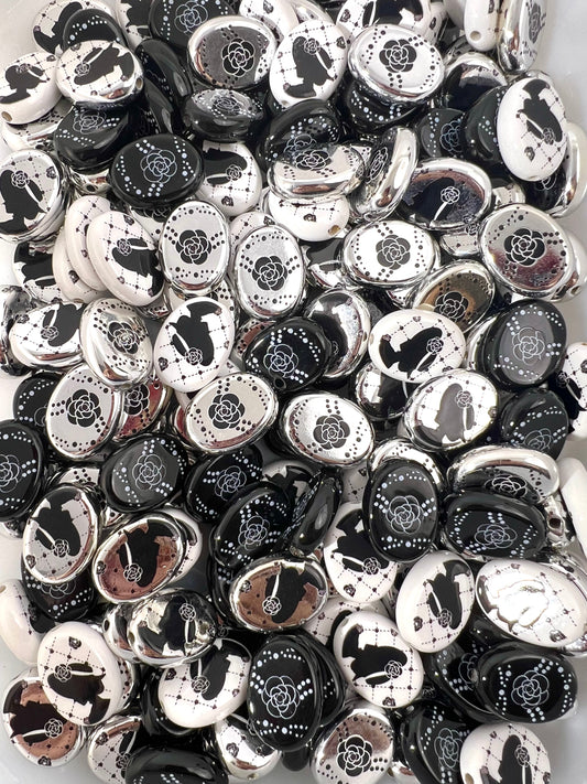 Silver rose Beads